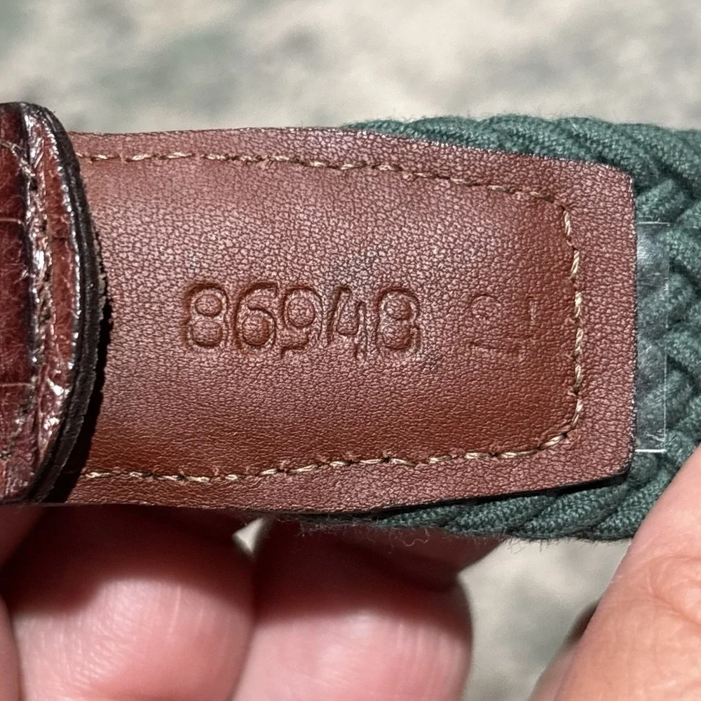 Vintage Genuine‎ Crocodile Belt Stretch Green Woven Size 42 Made In USA